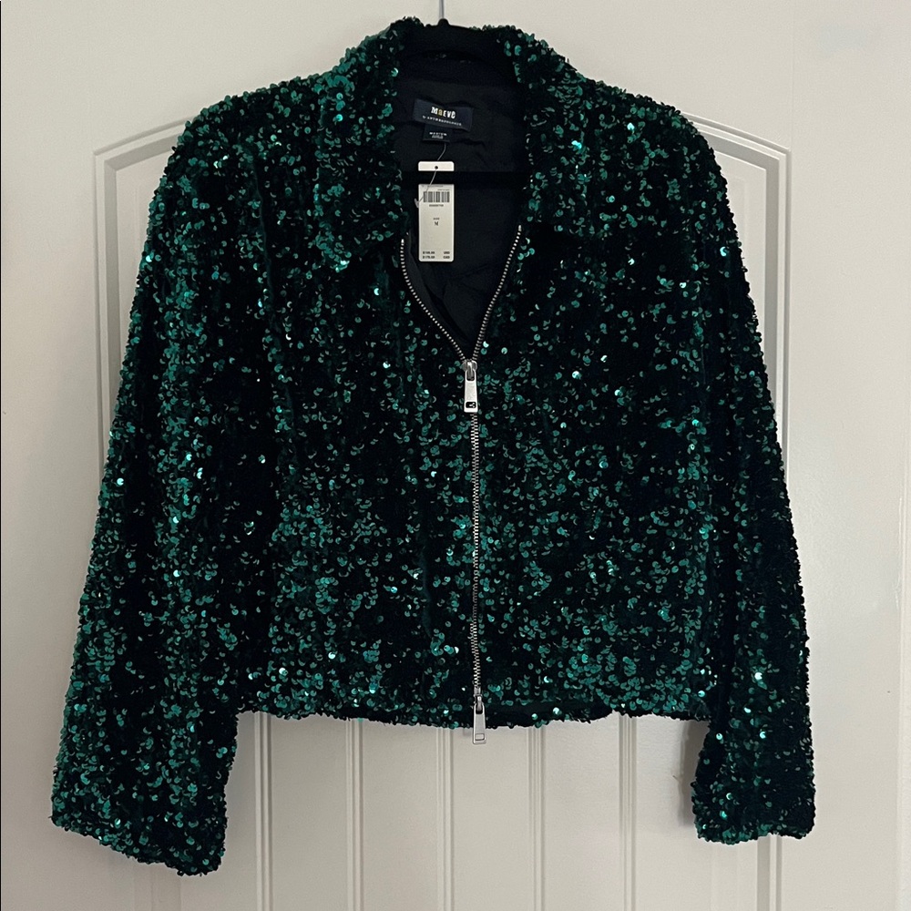 Maeve Green Sequin Jacket